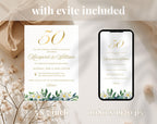 50th White Gold Wedding Anniversary Invitation