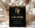 Black Gold 50th Birthday Invitation