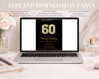 Black Gold 60th Birthday Invitation