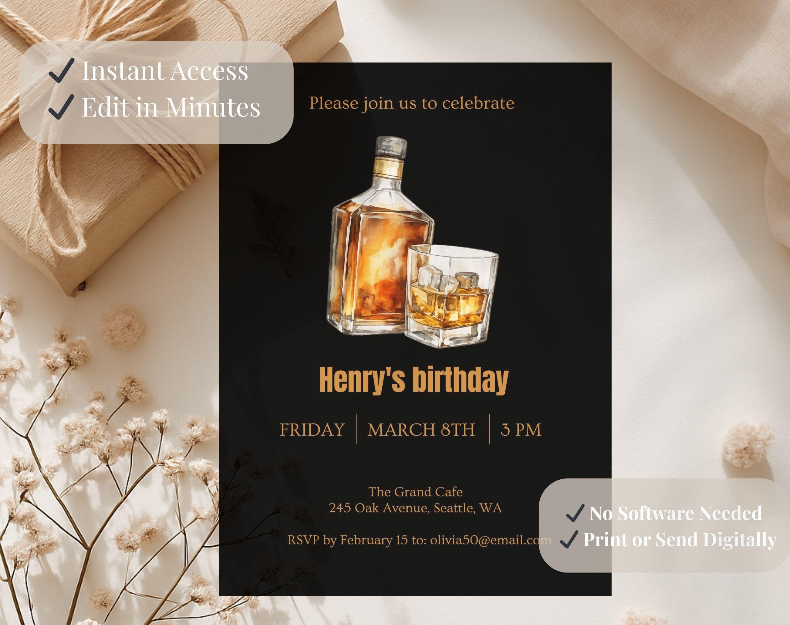 Whiskey Birthday Birthday Invitation