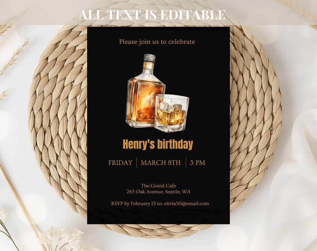 Whiskey Birthday Birthday Invitation