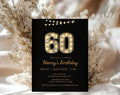 Black Gold 60th Birthday Invitation