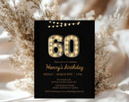 Black Gold 60th Birthday Invitation