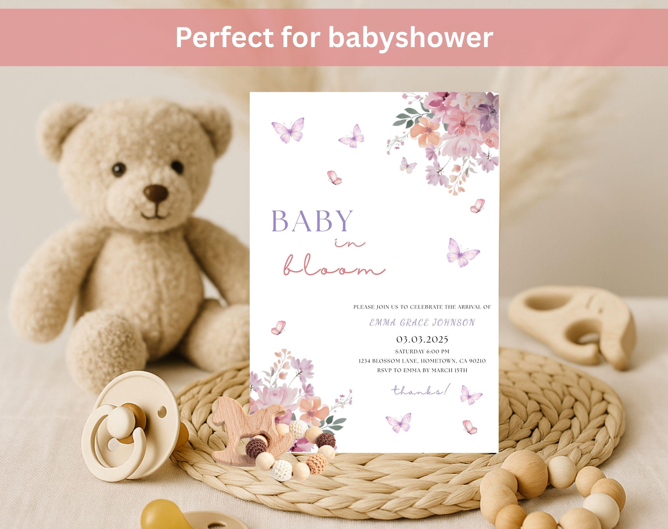 Pink Spring Flowers Baby Shower Invitation