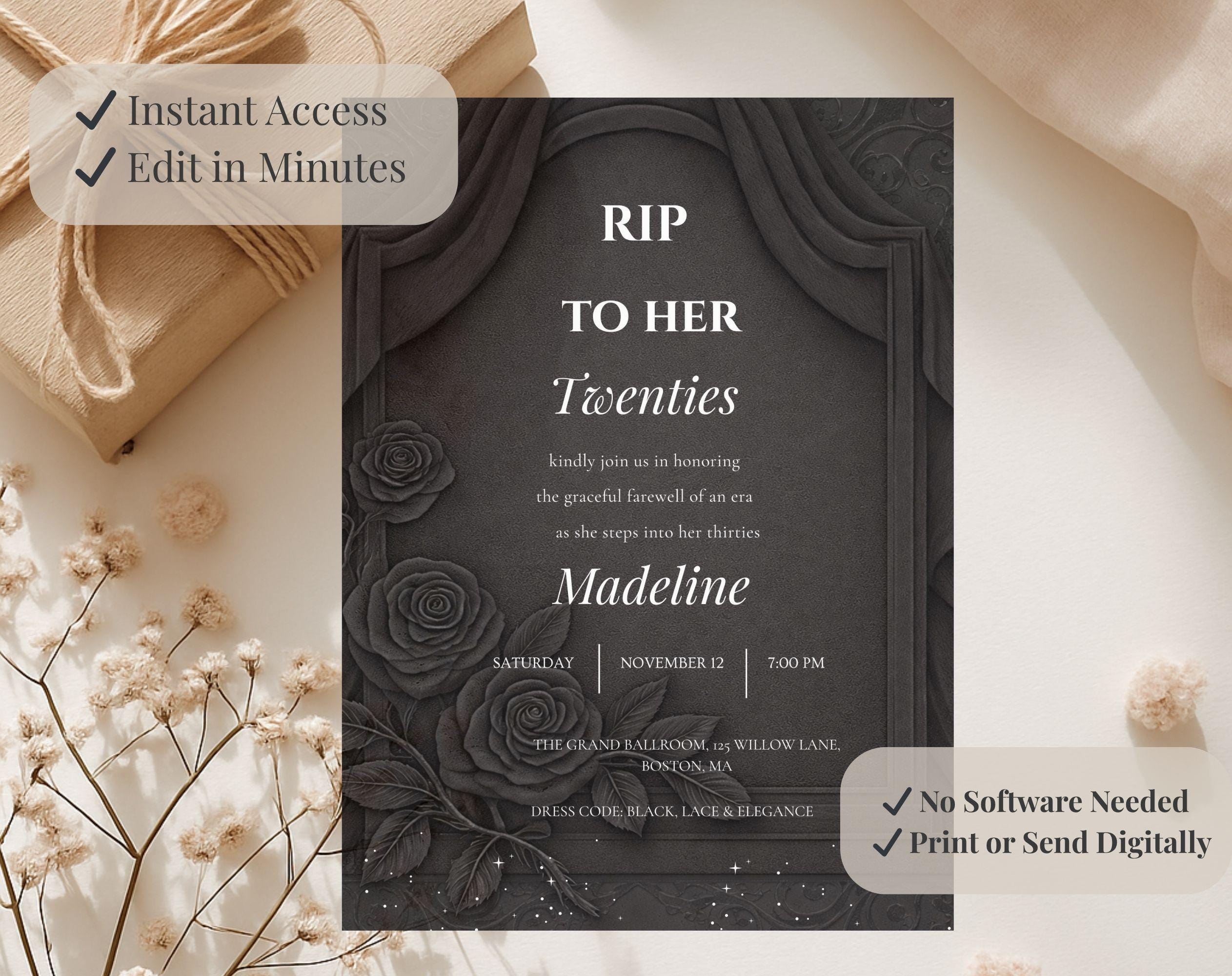 RIP to My Twenties Birthday Invitation
