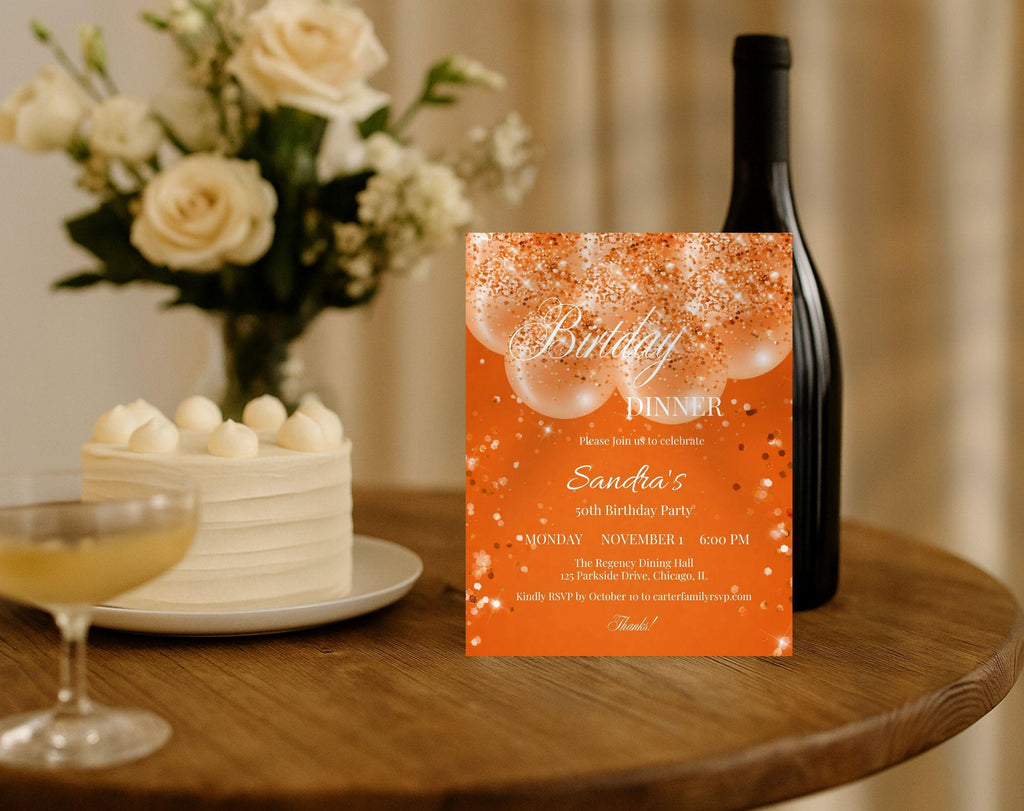 Orange 50th Birthday Dinner Invitation