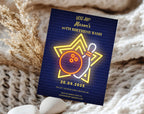 Blue Neon Bowling Birthday Invitation