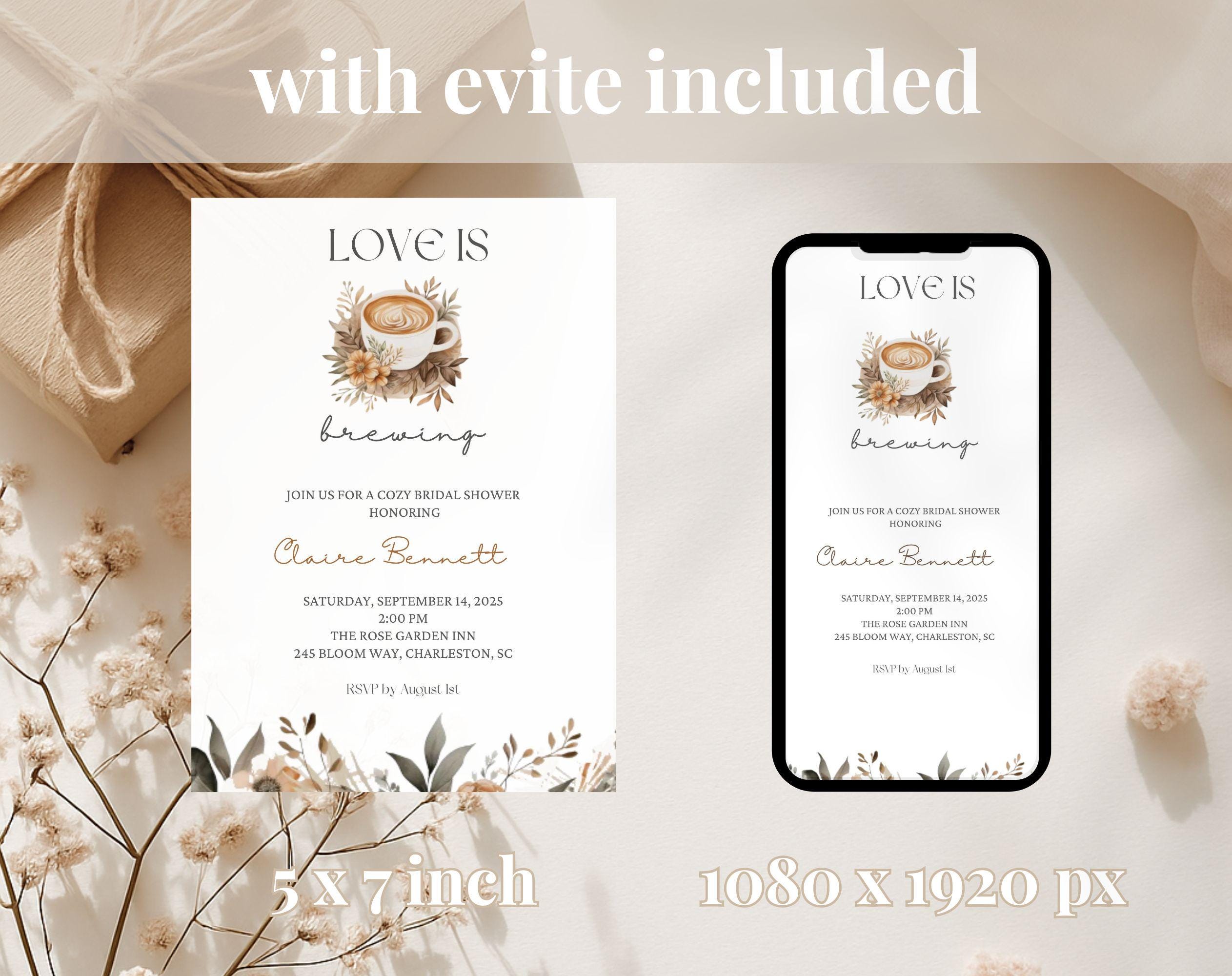 Love is Brewing Beige Coffee Bridal Shower Invitation