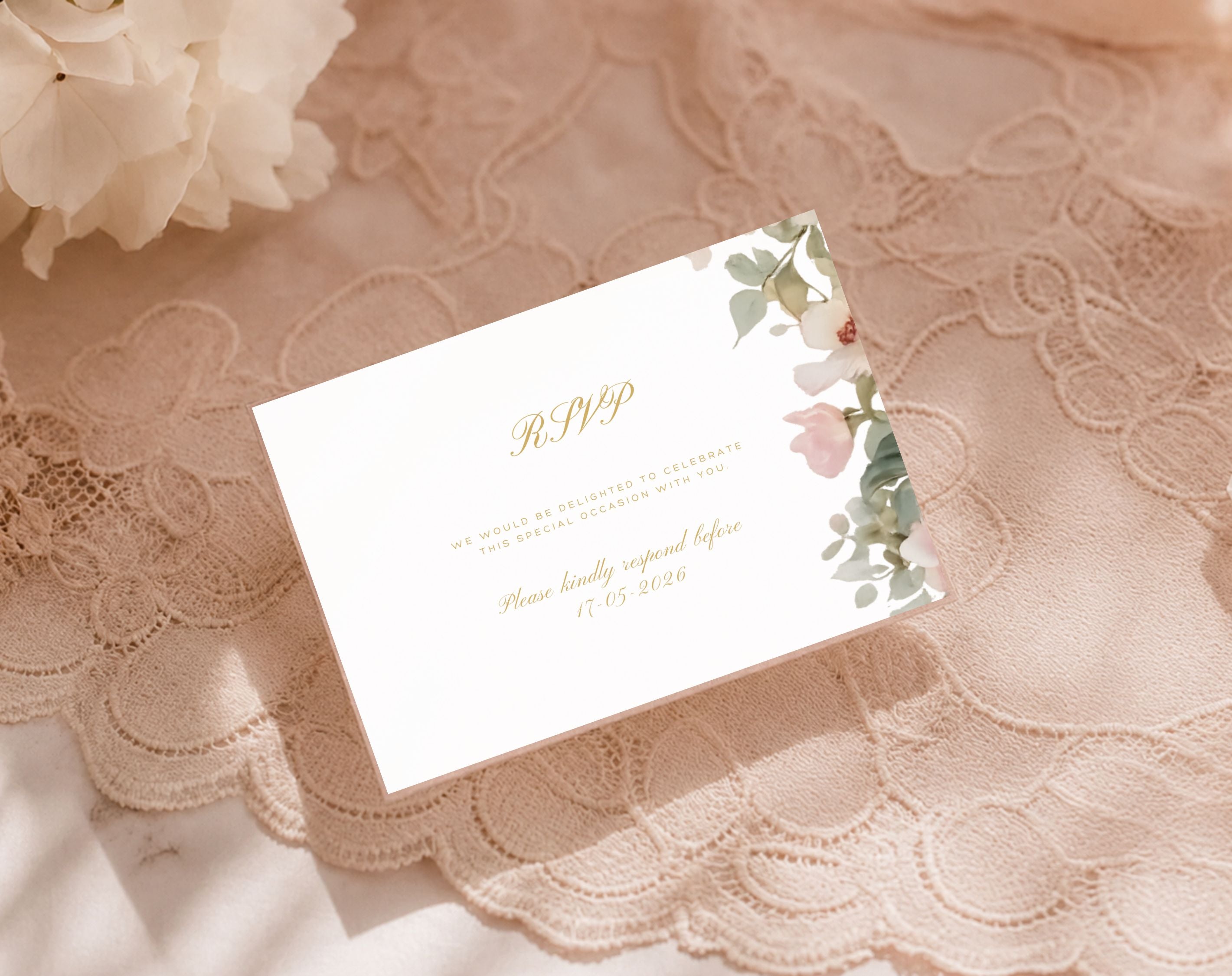 Elegant Floral 90th Birthday RSVP Card