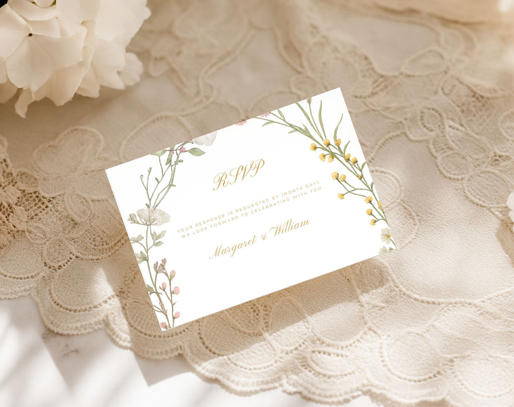 White Floral 50th Anniversary RSVP card