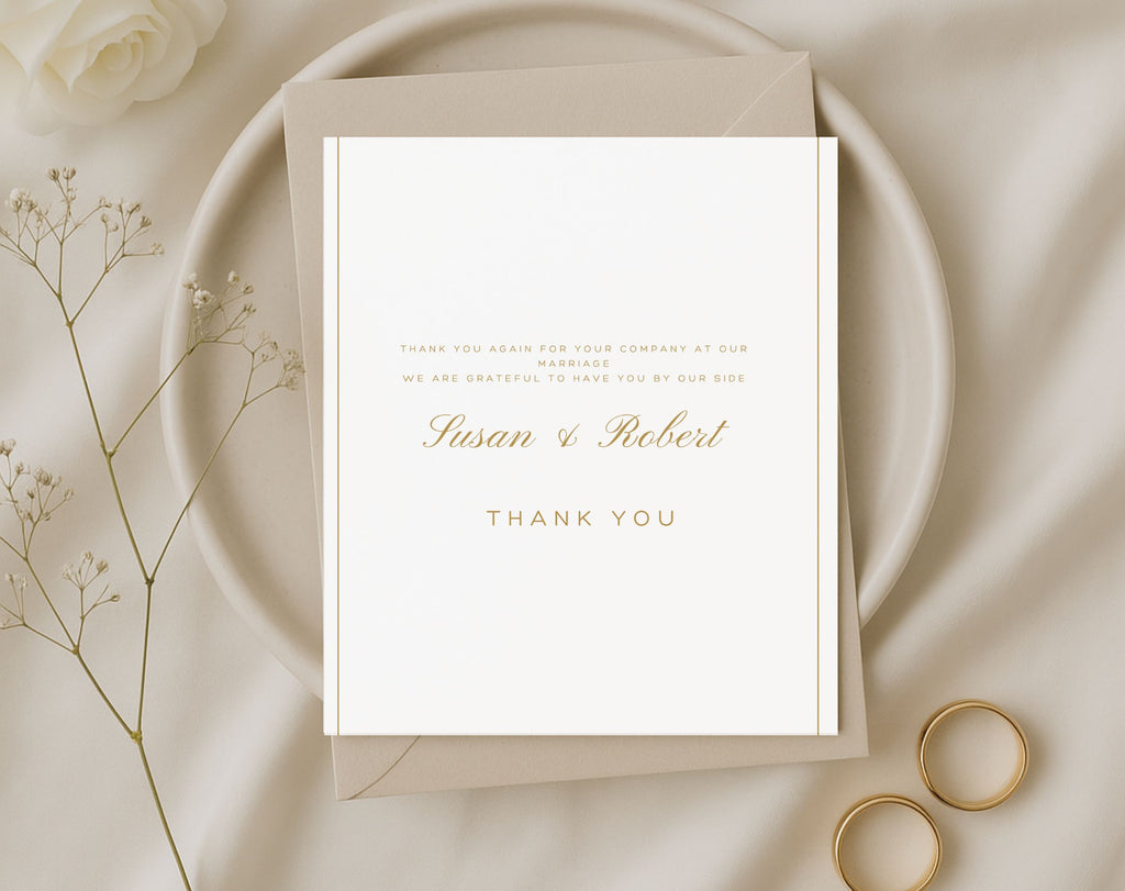 50th Elegant Gold Anniversary Thank You Card Template