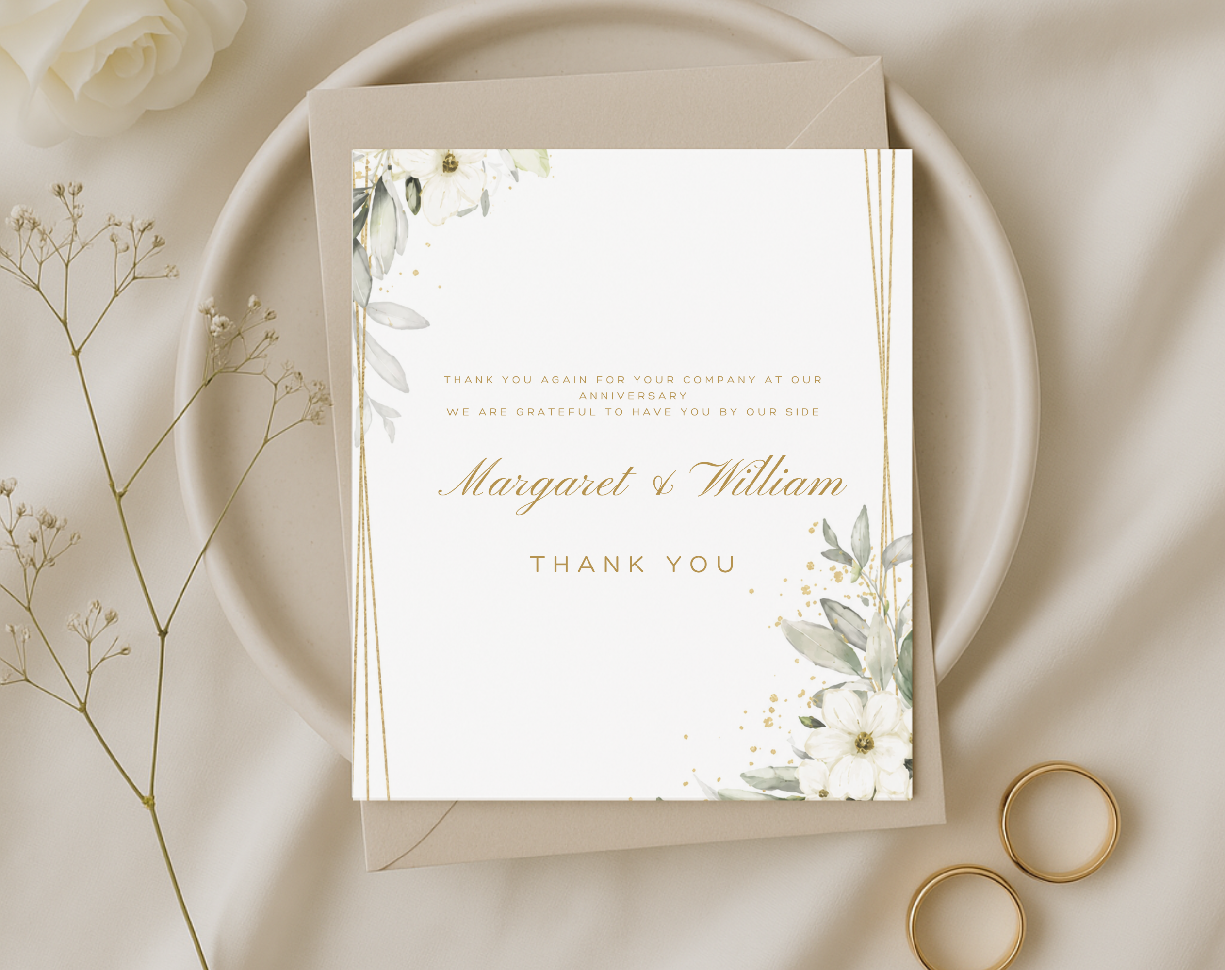 Wedding Anniversary Thank You Card Template